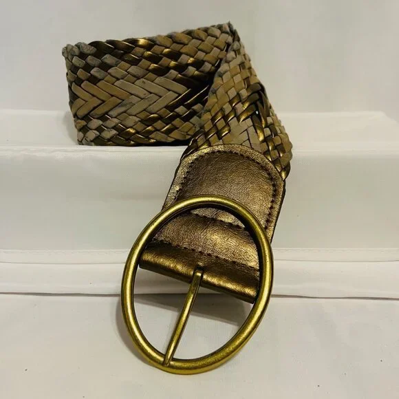 Braided Belt-Women's Size Small-2 1/2" wide-Bronze/Tan mix-Casual-Lightweight - Picture 2 of 13